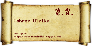 Mahrer Ulrika névjegykártya